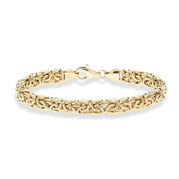 Miabella Italian 18K Gold Over Sterling Silver Byzantine Bracelet for Women, Handmade in Italy (Length 7 Inches (Small))