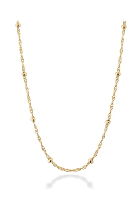 Italian 18K Gold Over Silver Italian Singapore Bead Chain Station Necklace for Women, Made in Italy (Length 18 Inch (women's average length))