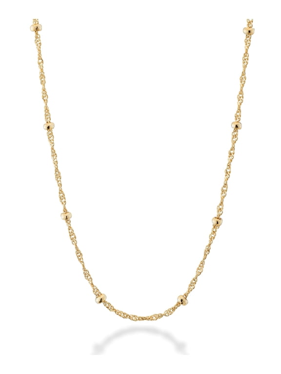 Italian 18K Gold Over Silver Italian Singapore Bead Chain Station Necklace for Women, Made in Italy (Length 18 Inch (women's average length))