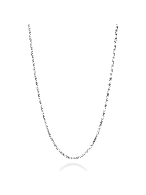 Italian 925 Sterling Silver or 18K Gold Plated 925 Sterling Silver Thin 1.1mm Wheat Chain Necklace for Women Men, Made in Italy (Sterling Silver, 20 Inches)