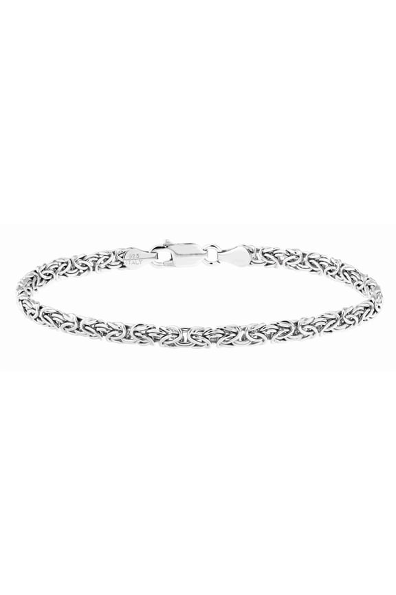 Italian 925 Sterling Silver or 18K Gold Over Silver 4mm Byzantine Link Chain Anklet Ankle Bracelet for Women, Made in Italy (sterling silver, Length 9 Inches (X-Small))