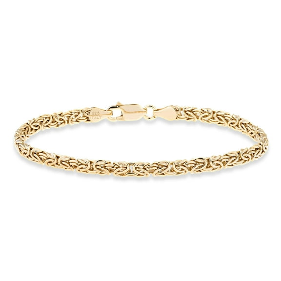 Miabella Italian 925 Sterling Silver or 18K Gold Over Silver 4mm Byzantine Link Chain Anklet Ankle Bracelet for Women, Made in Italy (yellow-gold-plated-silver, Length 10 Inches)