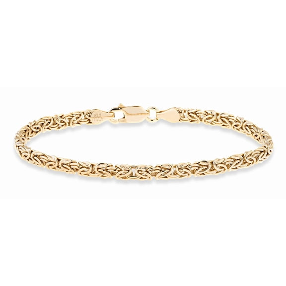Miabella Italian 925 Sterling Silver or 18K Gold Over Silver 4mm Byzantine Link Chain Anklet Ankle Bracelet for Women, Made in Italy (yellow-gold-plated-silver, Length 10 Inches)