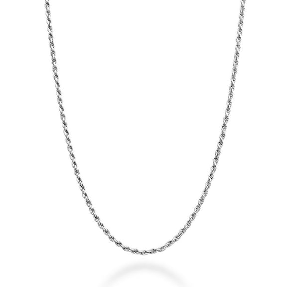 Miabella Italian 18K Gold Over Sterling Silver 1.5mm Rope Chain Necklace for Women Men | Made in Italy (sterling silver, Length 16 Inches (women's choker length))