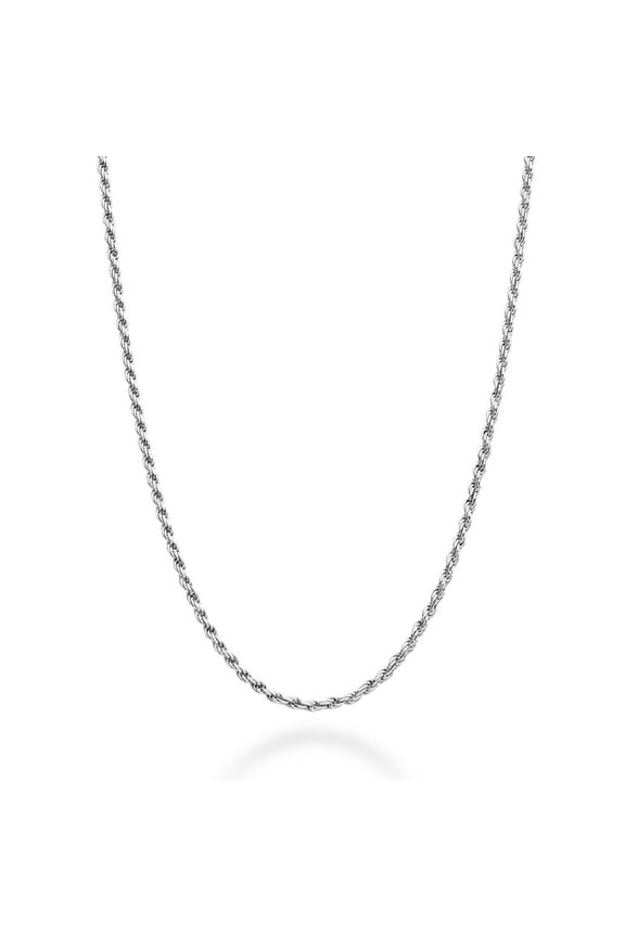 Italian 18K Gold Over Sterling Silver 1.5mm Rope Chain Necklace for Women Men | Made in Italy (sterling silver, Length 16 Inches (women's choker length))