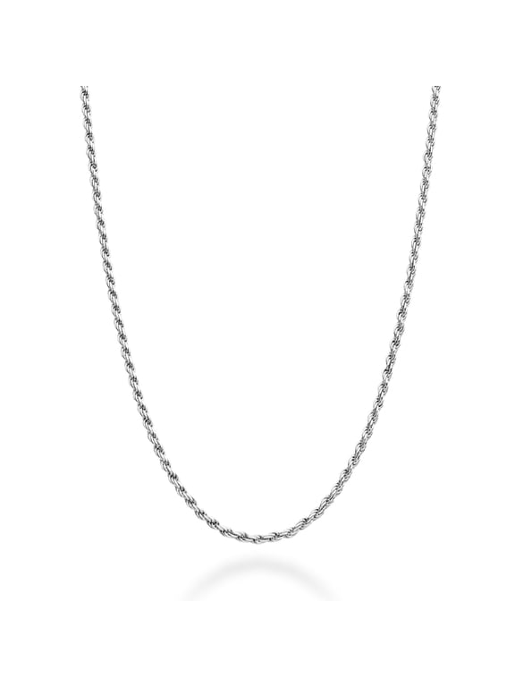 Italian 18K Gold Over 925 Sterling Silver 1.5mm Rope Chain Necklace for Women Men | Made in Italy (sterling silver, Length 26 Inches)