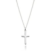 Italian 925 Sterling Silver or 18Kt Yellow Gold Over Silver Cross Necklace for Women, Small Cross Pendant on 18 Inch Chain Made in Italy (sterling silver)