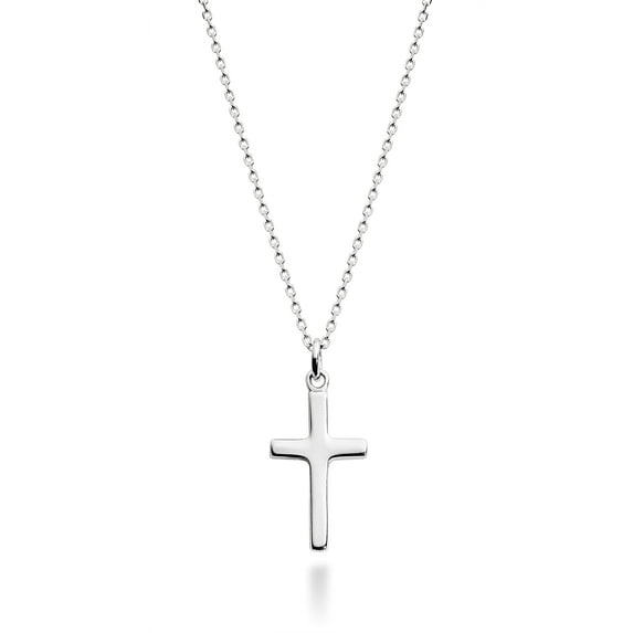 Miabella Italian 925 Sterling Silver or 18Kt Yellow Gold Over Silver Cross Necklace for Women, Small Cross Pendant on 18 Inch Chain Made in Italy (sterling silver)