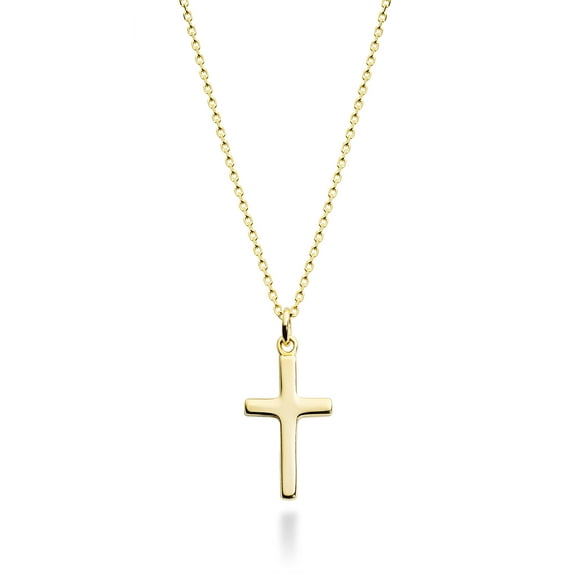Miabella Italian 925 Sterling Silver or 18Kt Yellow Gold Over Silver Cross Necklace for Women, Small Cross Pendant on 18 Inch Chain Made in Italy (yellow-gold-plated-silver)