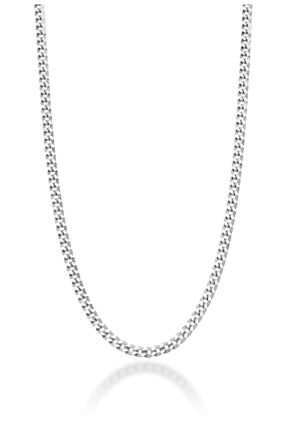 Italian 925 Sterling Silver 2.3mm Curb Cuban Link Chain Necklace Made in Italy (Length 16 Inches (women's choker length))