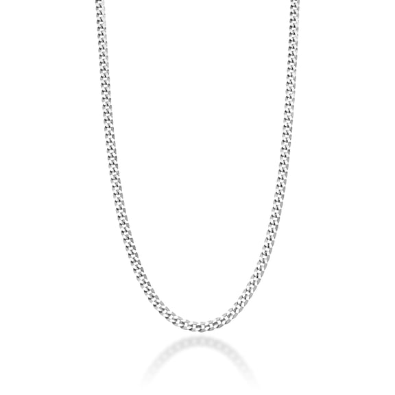 Miabella Italian 925 Sterling Silver 2.3mm Curb Cuban Link Chain Necklace Made in Italy (Length 18 Inches (women's average length))