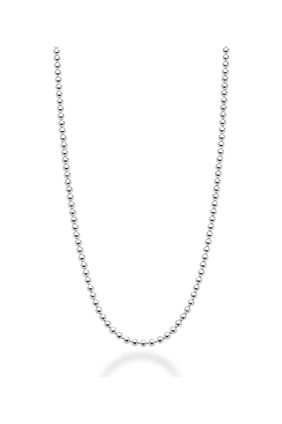 Italian 925 Sterling Silver 2mm Ball Chain Solid Bead Necklace Made in Italy (Length 16 Inches (women's choker length))