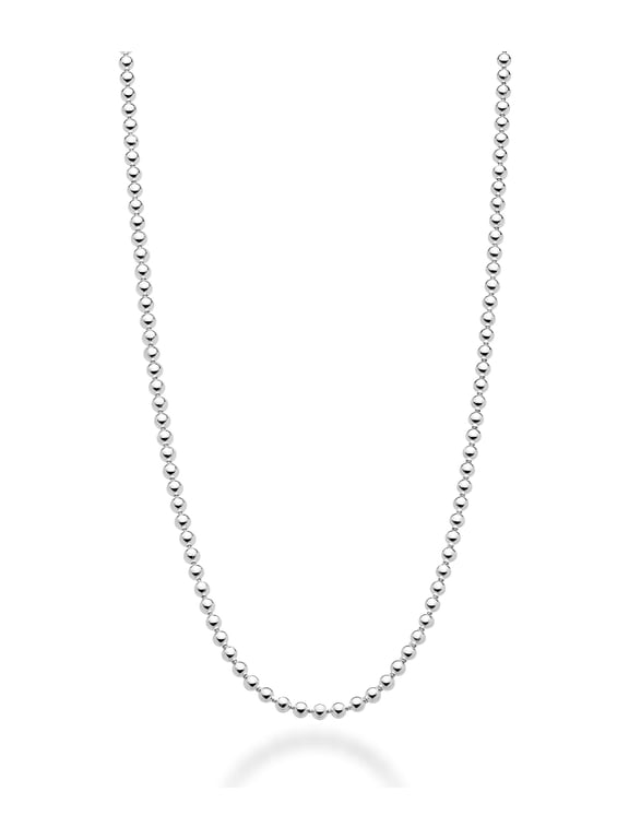 Italian 925 Sterling Silver 2mm Ball Chain Solid Bead Necklace Made in Italy (Length 22 Inches (men's average length))