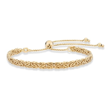 18k Gold Plated 925 Sterling Silver Byzantine Chain Bolo Bracelet – Adjustable
