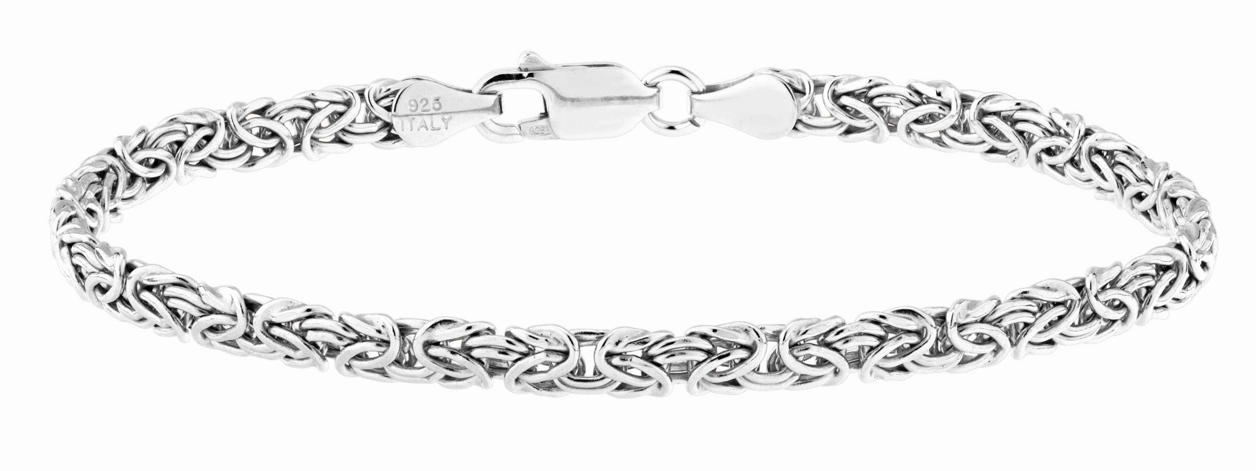 Miabella 925 Sterling Silver Italian 3mm Solid Square Byzantine Link Chain Bracelet - Handmade In Italy, Unisex - View #5