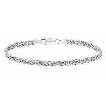 Miabella Italian 925 Sterling Silver 4mm Flat Byzantine Link Chain Bracelet for Women, 925 Made in Italy (Length 7 Inches (Small))