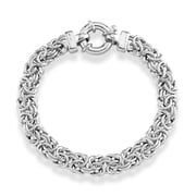 Miabella Italian 925 Sterling Silver 9mm Classic Byzantine Link Chain Bracelet for Women, Handmade in Italy Length 7.5 Inches average size