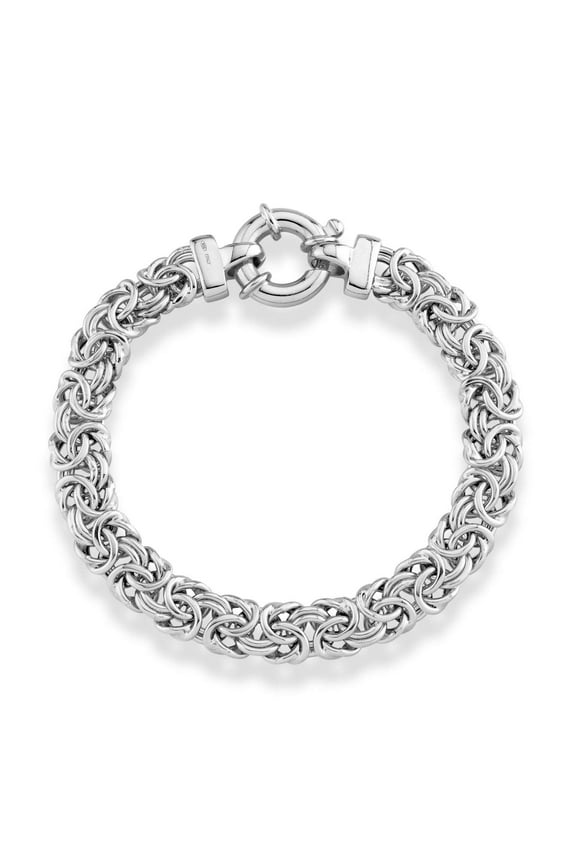 Italian 925 Sterling Silver 9mm Classic Byzantine Link Chain Bracelet for Women, Handmade in Italy (Length 7 Inches (extra small))