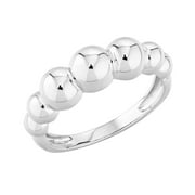 Miabella Italian 925 Sterling Silver Bead Ball Stackable Ring for Women, in Silver or 18K Gold Plated Sterling Silver, Size 8