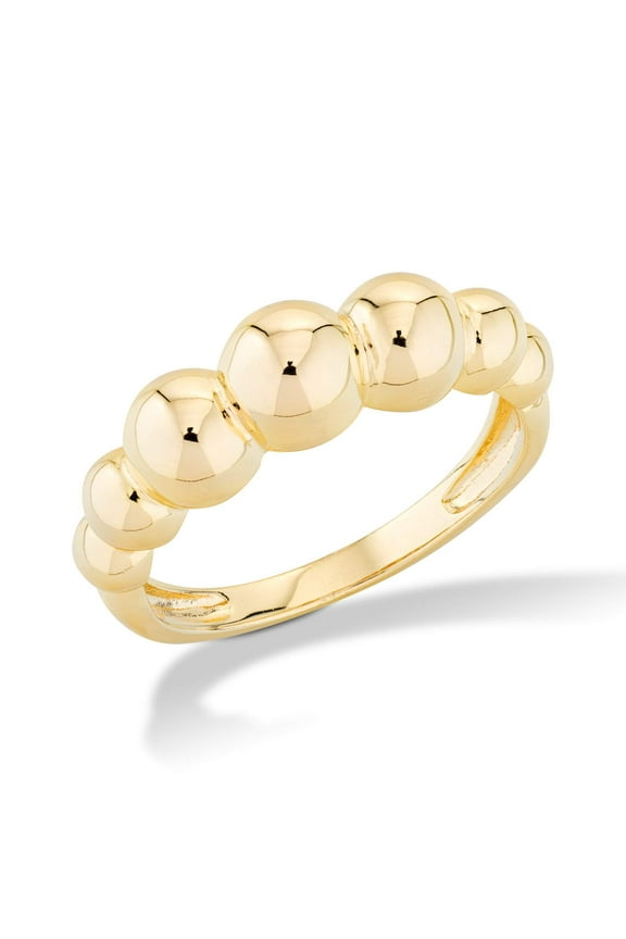 Italian 925 Sterling Silver Bead Ball Stackable Ring for Women, in Silver or 18K Gold Plated (Yellow-Gold-Plated-Silver, Size 5)