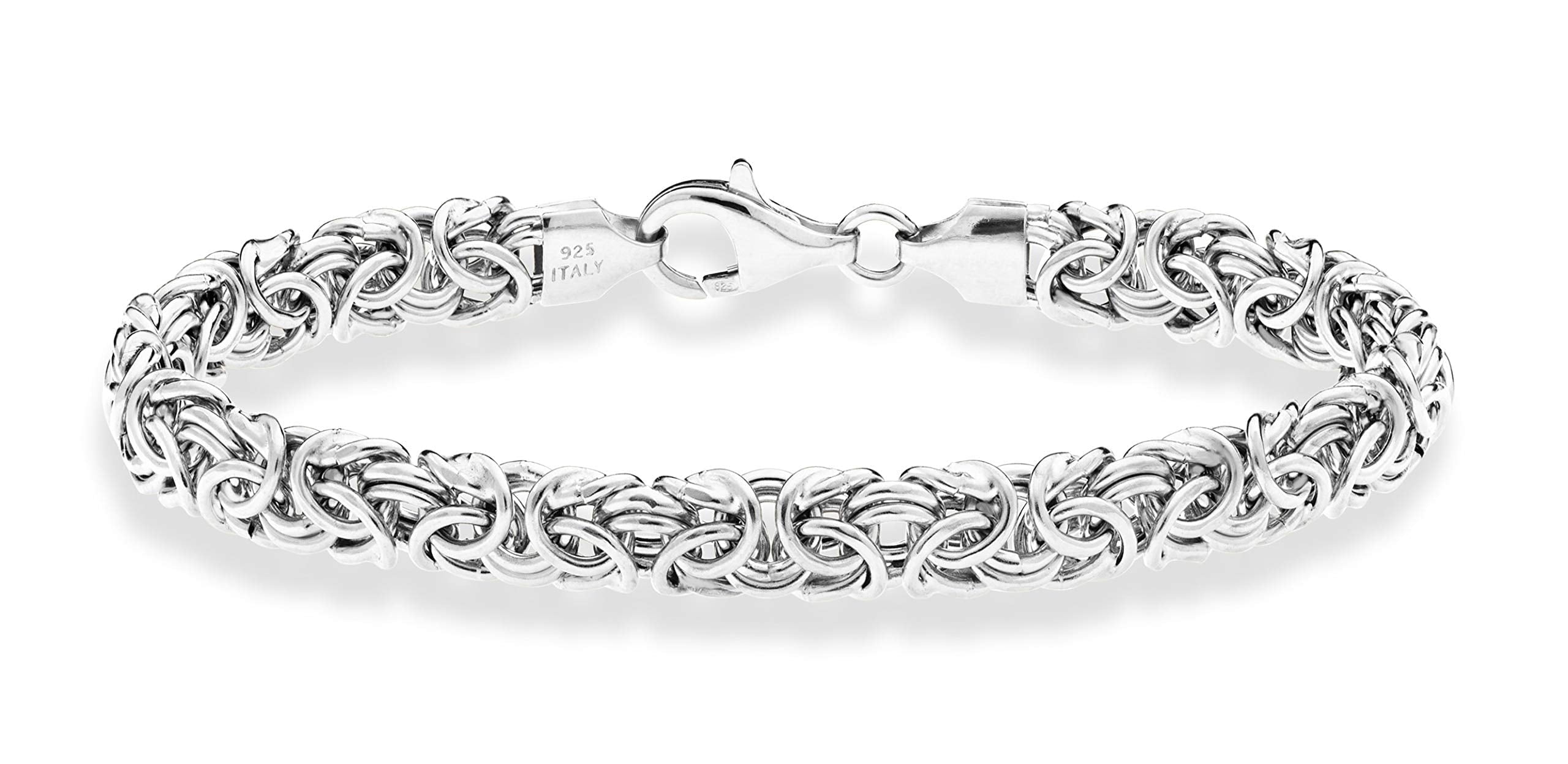 Italian 925 Sterling Silver Byzantine Bracelet for Women, Handmade in Italy (Length 7 Inches (Small))