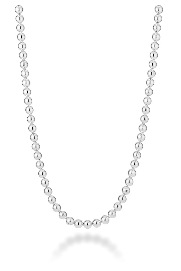 Italian 925 Sterling Silver Handmade 3mm Bead Ball Strand Chain Necklace for Women, Made in Italy (Length 18 Inch (Small))