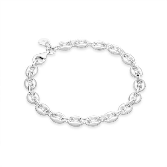 Miabella Italian 925 Sterling Silver Puffy Mariner Link Chain Bracelet for Women, Made in Italy (7)