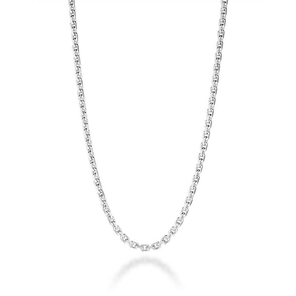 Miabella Italian 925 Sterling Silver Solid 2mm Cable Chain Necklace for Women Men | Diamond-Cut Link Necklace Made in Italy (Length 16 Inches (women's choker length))