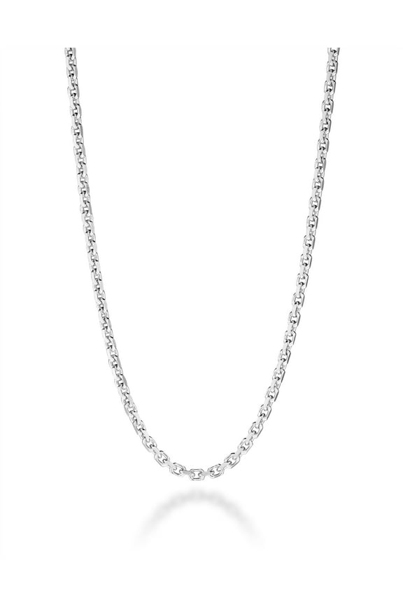 Italian 925 Sterling Silver Solid 2mm Cable Chain Necklace for Women Men | Diamond-Cut Link Necklace Made in Italy (Length 20 Inches (women's average length))