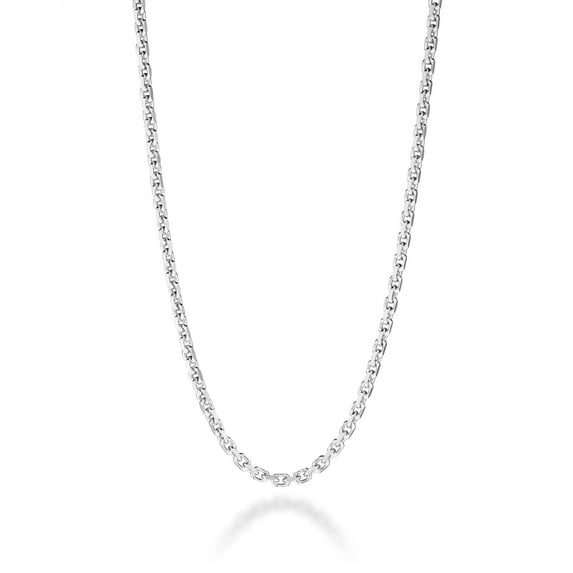 Miabella Italian 925 Sterling Silver Solid 2mm Cable Chain Necklace for Women Men | Diamond-Cut Link Necklace Made in Italy (Length 26 Inches)