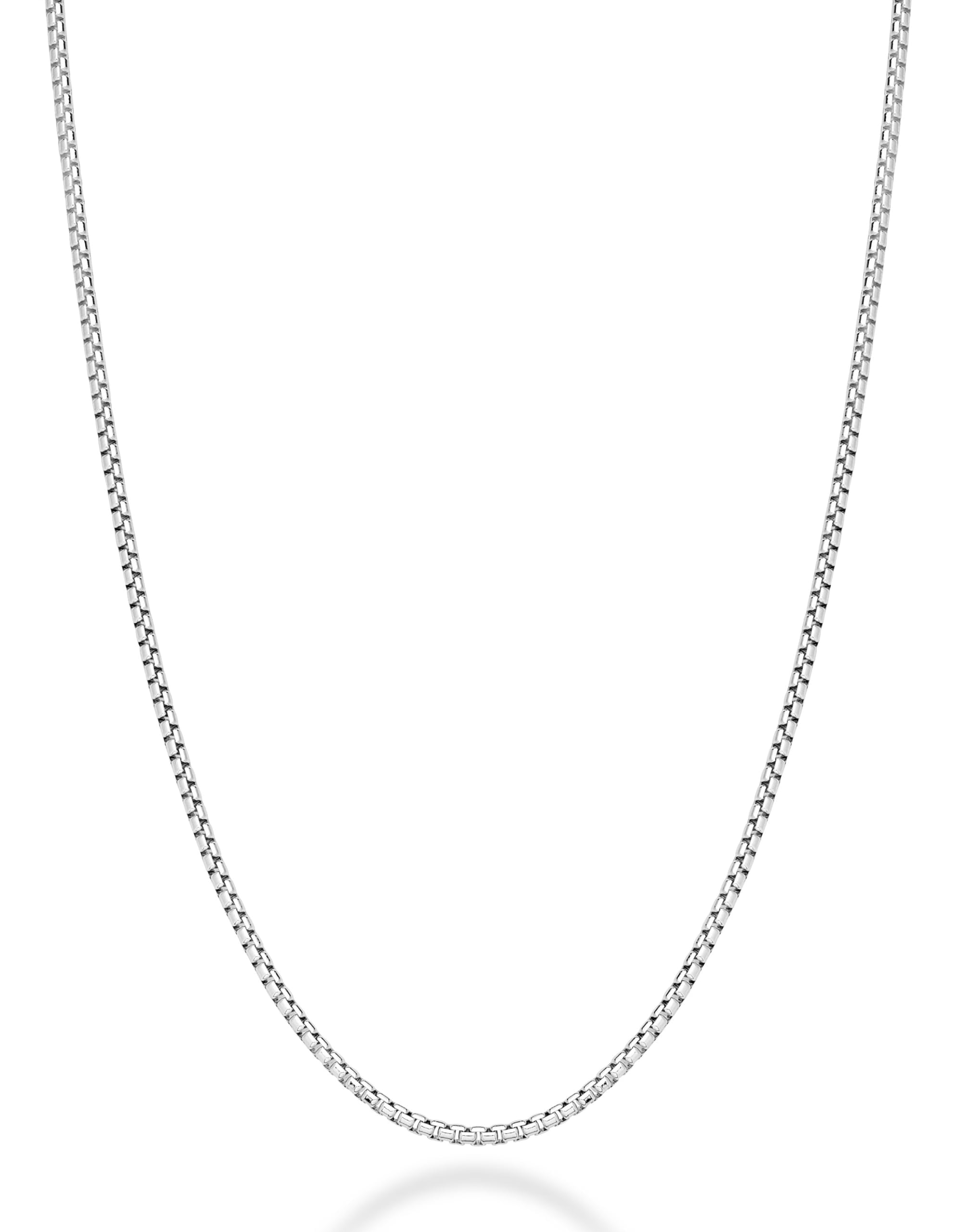 Miabella Italian 925 Sterling Silver Solid 2mm Round Box Chain Necklace for Women Men, Made in Italy (sterling silver, Length 18 Inches (women's average length))