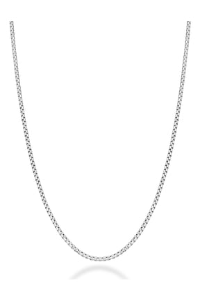 Italian 925 Sterling Silver Solid 2mm Round Box Chain Necklace for Women Men, Made in Italy (sterling silver, Length 22 Inches (men's average length))