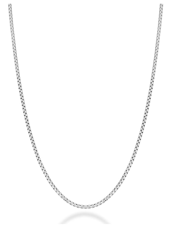 Italian 925 Sterling Silver Solid 2mm Round Box Chain Necklace for Women Men, Made in Italy (sterling silver, Length 22 Inches (men's average length))