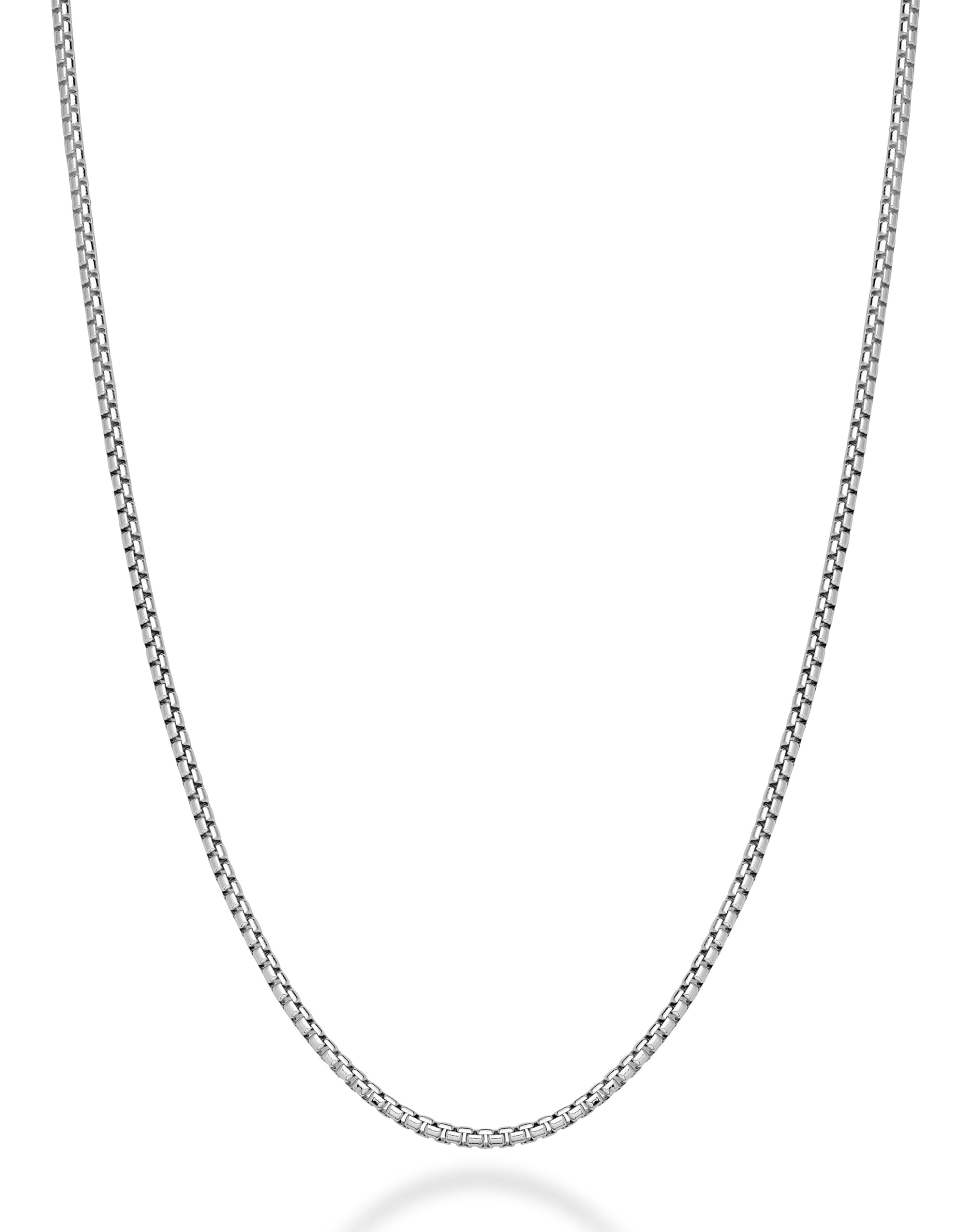 Miabella Italian 925 Sterling Silver Solid 2mm Round Box Chain Necklace for Women Men, Made in Italy (rhodium-plated-silver, Length 26 Inches)
