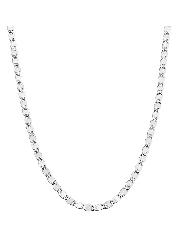 Italian 925 Sterling Silver Sparkle Mirror Link Chain Necklace for Women, Made in Italy (Length 18 Inches (Small))