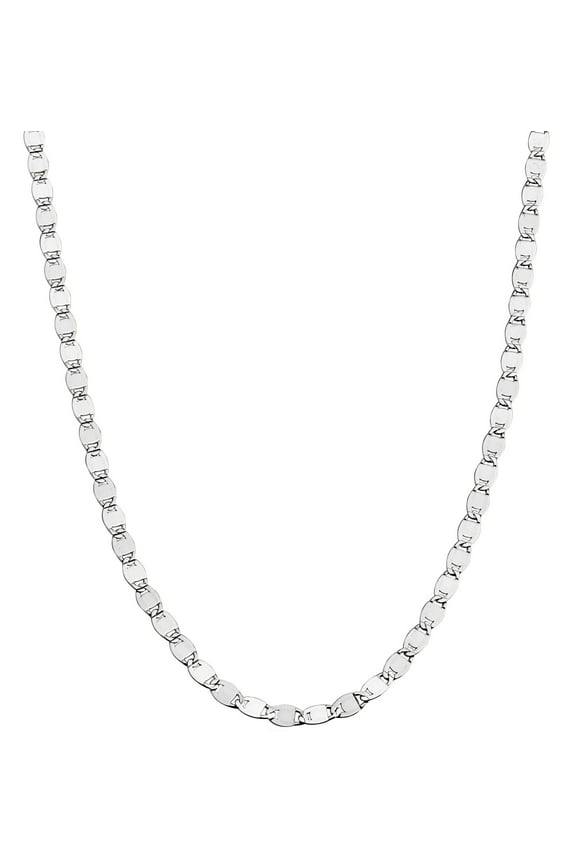 Italian 925 Sterling Silver Sparkle Mirror Link Chain Necklace for Women, Made in Italy (Length 20 Inches)