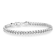 Miabella Italian 925 Sterling Silver Thick 2.5mm, 3.2mm, 5mm, 7mm Curb Cuban Link Chain Bracelet, Solid Heavy Sterling Silver Bracelet for Men Made in Italy 8.5, 5mm