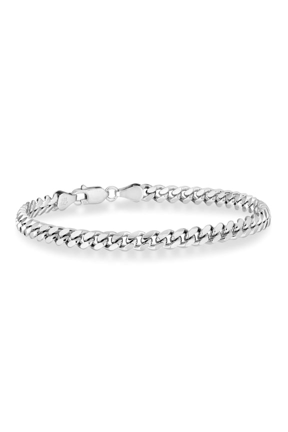 Italian 925 Sterling Silver Thick 3.2mm, 5mm, 7mm Curb Cuban Link Chain Bracelet, Solid Heavy Sterling Silver Bracelet for Men Made in Italy (8.5, 5mm)