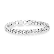 Miabella Italian 925 Sterling Silver Thick 2.5mm, 3.2mm, 5mm, 7mm Curb Cuban Link Chain Bracelet, Solid Heavy Sterling Silver Bracelet for Men Made in Italy 8.50, 7mm