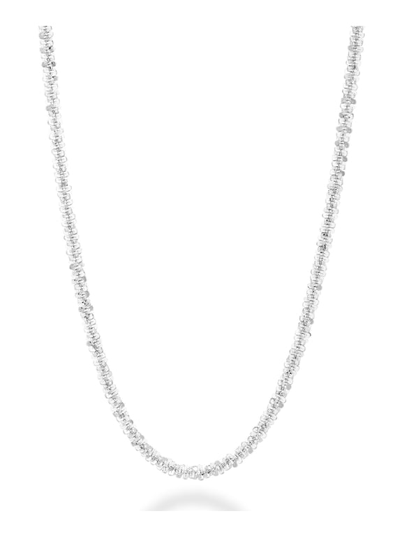 Italian 925 Sterling Silver Twisted Sparkle Chain Necklace for Women Made in Italy (Length 18 Inches (women's average length))