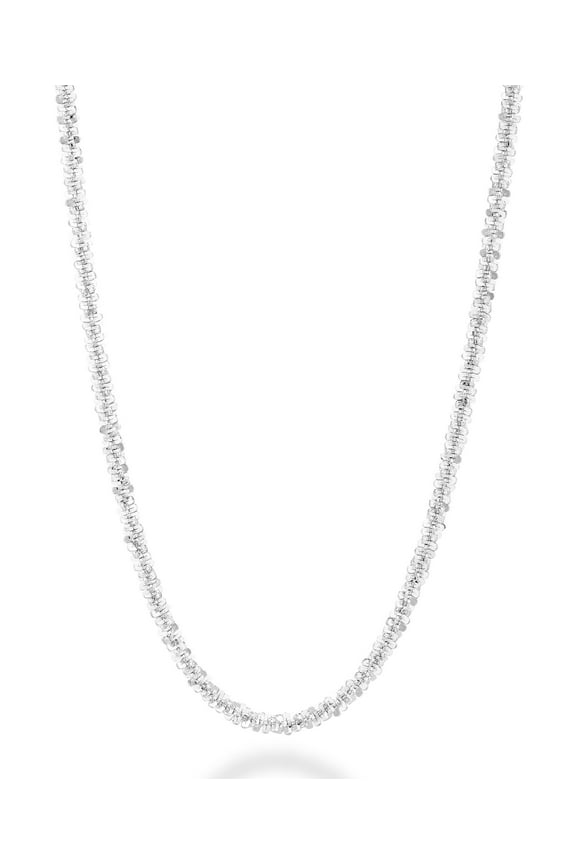 Italian 925 Sterling Silver Twisted Sparkle Chain Necklace for Women Made in Italy (Length 18 Inches (women's average length))