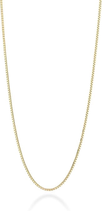 Italian 925 Sterling Silver or 18K Gold Plated 925 Sterling Silver Thin 0.8mm Box Chain Necklace for Women, Made in Italy