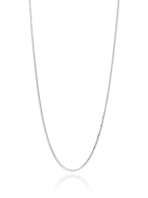 Italian 925 Sterling Silver or 18K Gold Plated 925 Sterling Silver Thin 0.8mm Box Chain Necklace for Women, Made in Italy