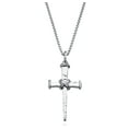 thumbnail image 1 of Miabella Italian Rope Wrap Nail Cross Pendant Necklace Box Chain, Rhodium or 18K Yellow Gold Over 925 Sterling Silver Made in Italy (Length 26 Inches, Rhodium-Plated-Silver), 1 of 7