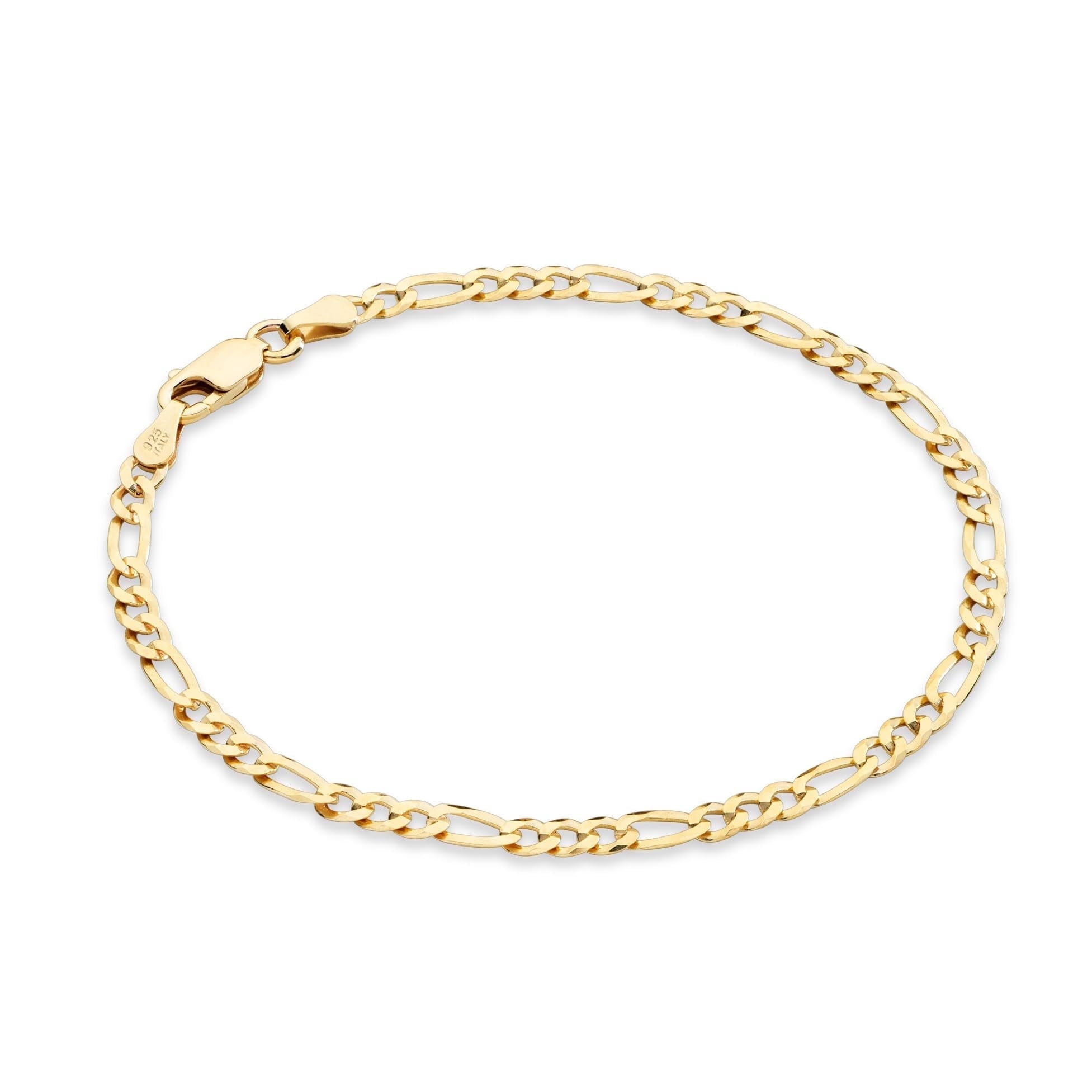 Miabella Italian Solid 18Kt Gold Plated Silver 3mm Diamond Cut 