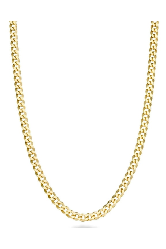 Italian Solid 18k Gold Over 925 Sterling Silver 3.5mm Diamond Cut Cuban Link Curb Chain Necklace for Women, Made in Italy (Length 16 Inches (women's choker length))