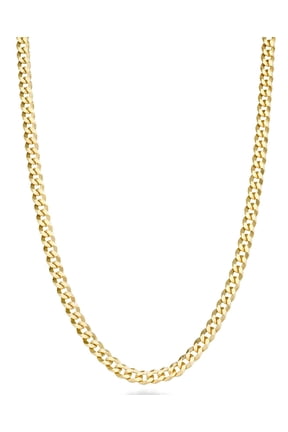 Italian Solid 18k Gold Over 925 Sterling Silver 3.5mm Diamond Cut Cuban Link Curb Chain Necklace for Women, Made in Italy (Length 20 Inches (women's average length))