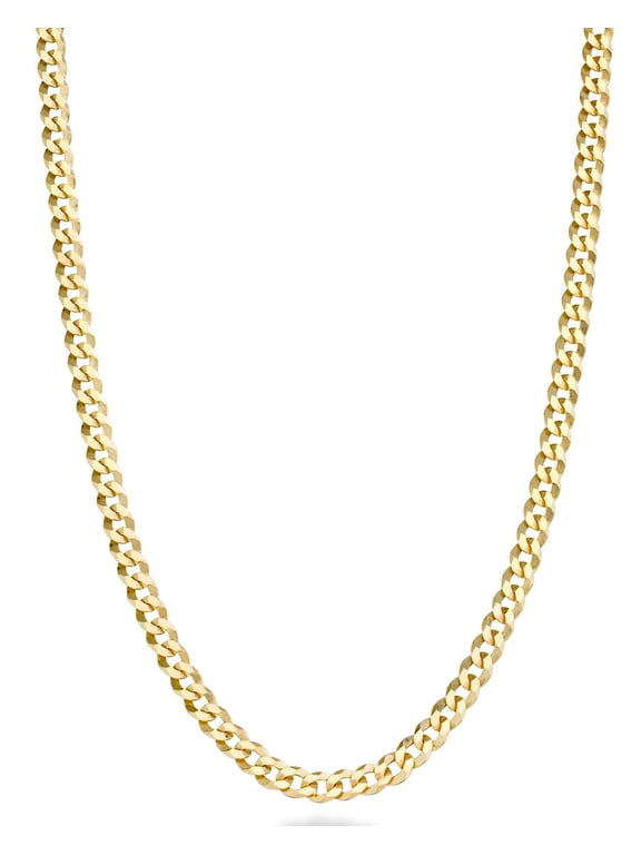 Italian Solid 18k Gold Over 925 Sterling Silver 3.5mm Diamond Cut Cuban Link Curb Chain Necklace for Women, Made in Italy (Length 20 Inches (women's average length))
