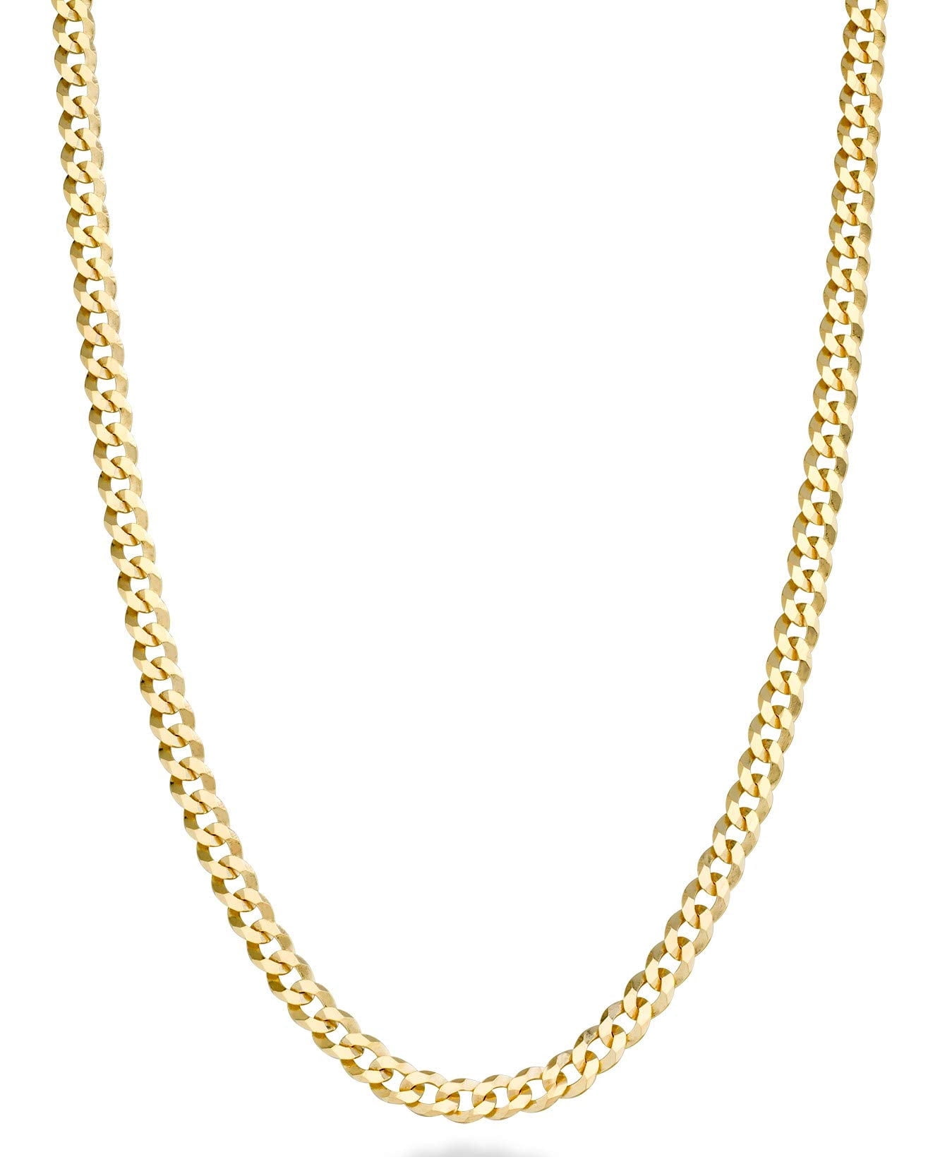 Miabella Italian Solid 18k Gold Over 925 Sterling Silver 3.5mm Diamond Cut Cuban Link Curb Chain Necklace for Women, Made in Italy (Length 18 Inches)