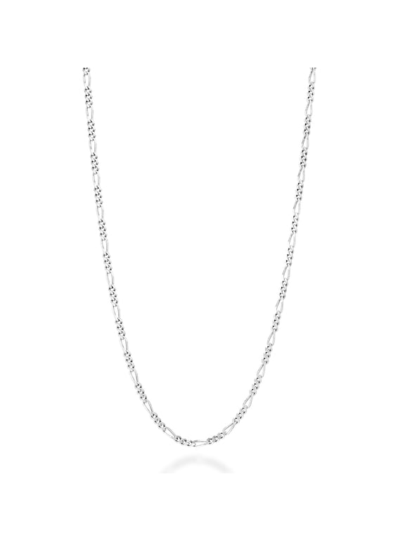 Italian Solid 925 Sterling Silver, 18K Gold Plated 1.5mm Diamond-Cut Figaro Link Chain Necklace for Women Men, Made in Italy (Sterling Silver, 18 Inches)